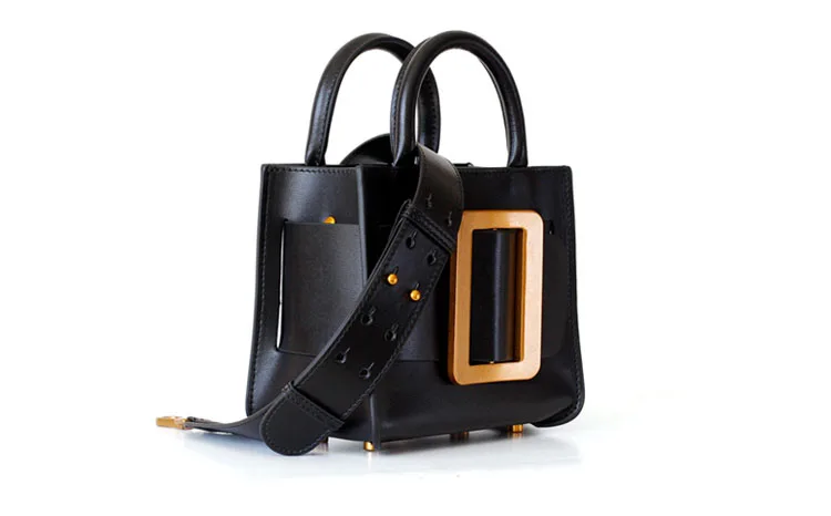 Couro genuíno bolsa feminina grande fivela bolsa