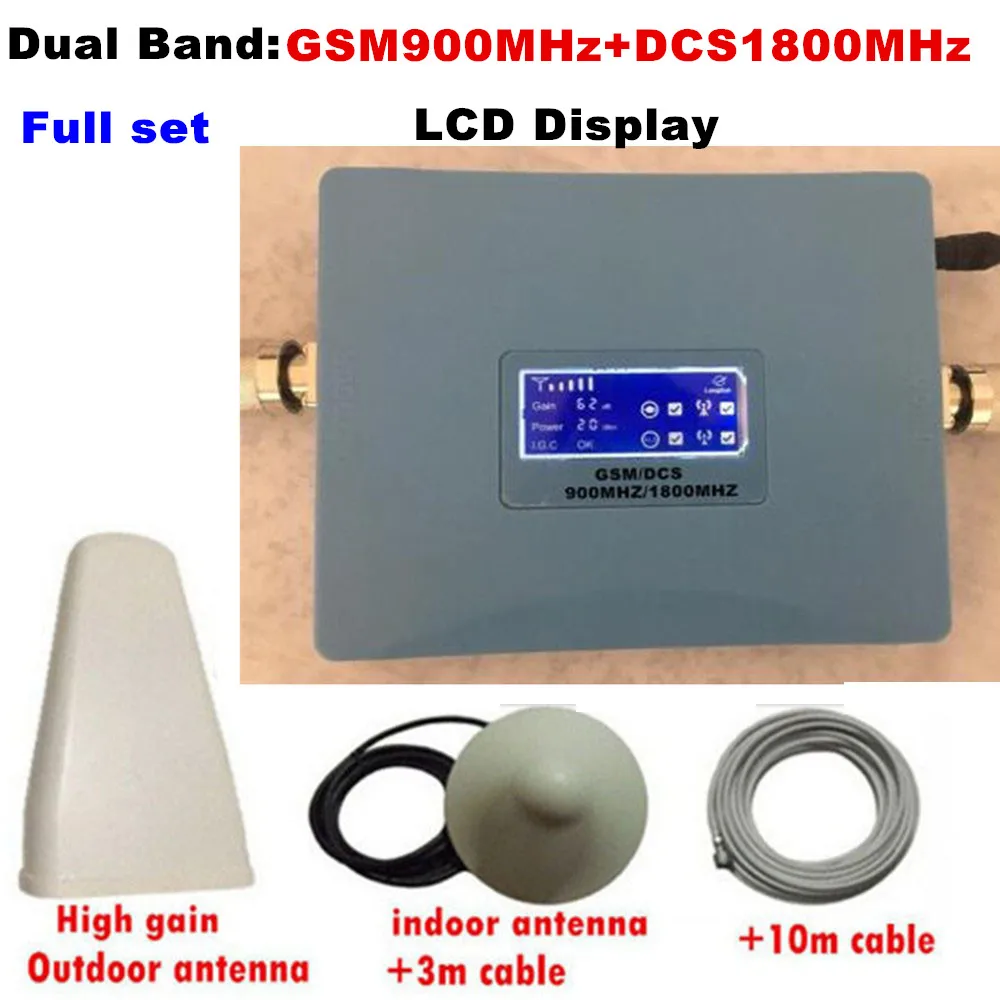

LCD Display Dual Band 4G DCS 1800MHz + 2G GSM 900Mhz Mobile Phone Signal Booster GSM 900 DCS 1800 Signal Repeater Amplifier 1Set