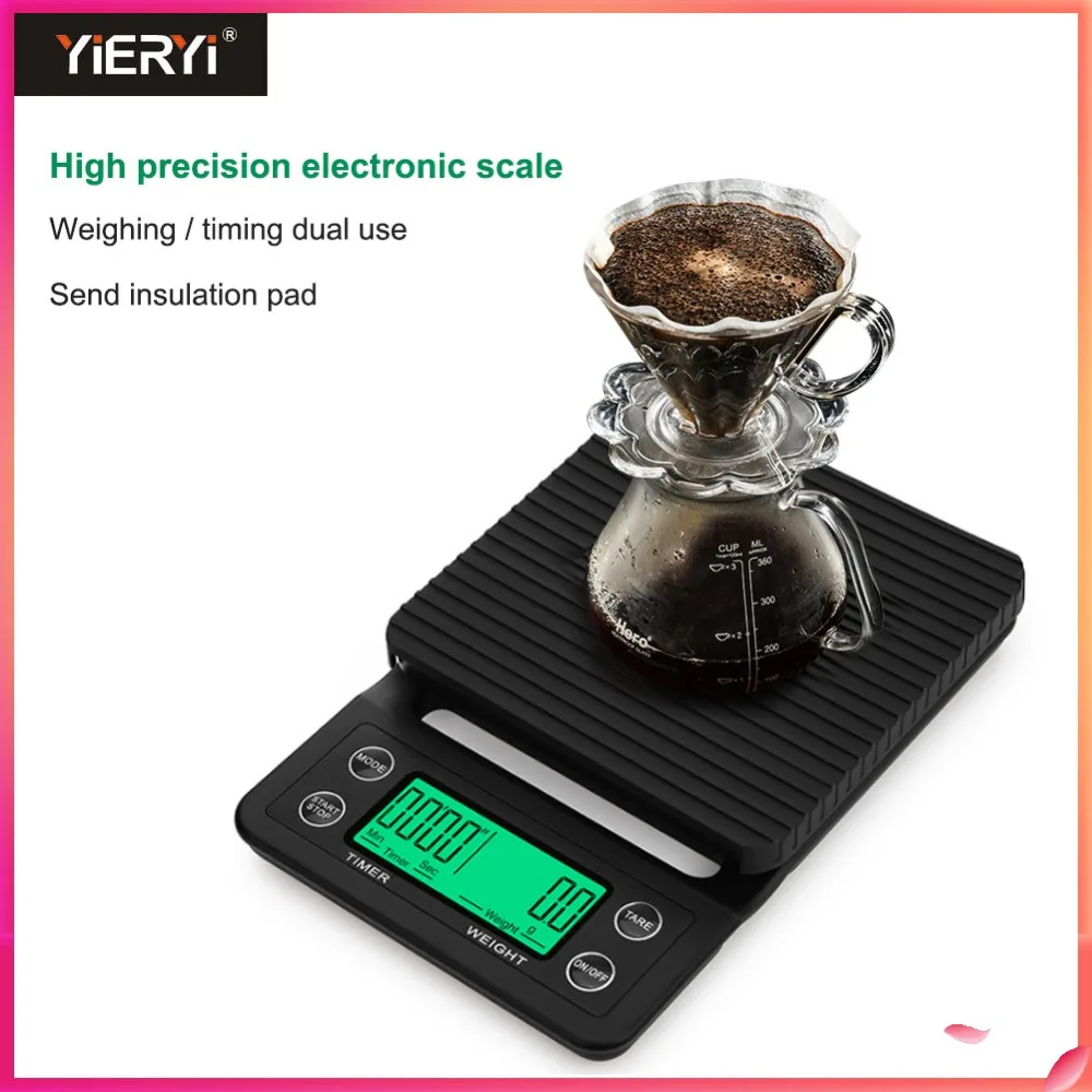 

Yieryi 3kg/0.1g 5kg/0.1g Coffee Scale With Timer Portable Electronic Digital Kitchen Scale High Precision LCD Electronic Scales