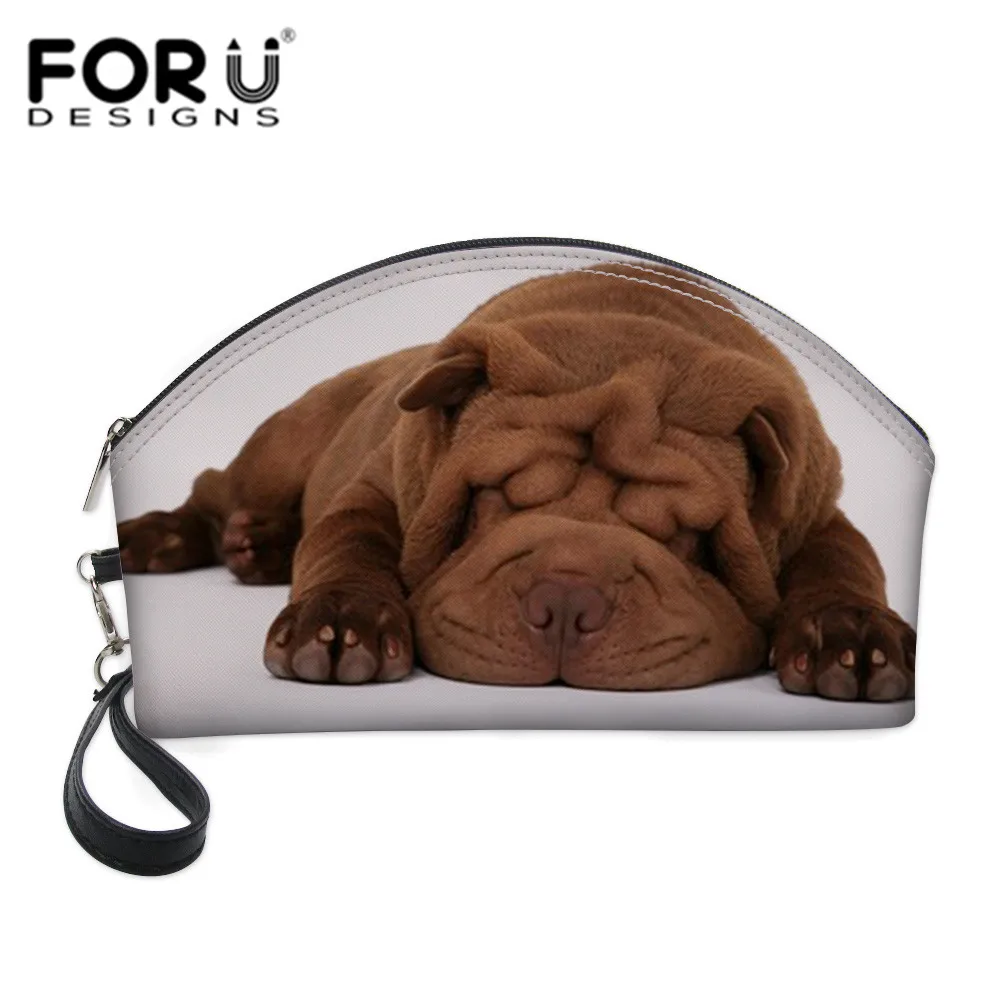 

FORUDESIGNS SharPei Bulldog Print Makeup Bag Kawaii Animal Women Cosmetic Cases Beauty Box Functional Neceser Trousse Maquillage