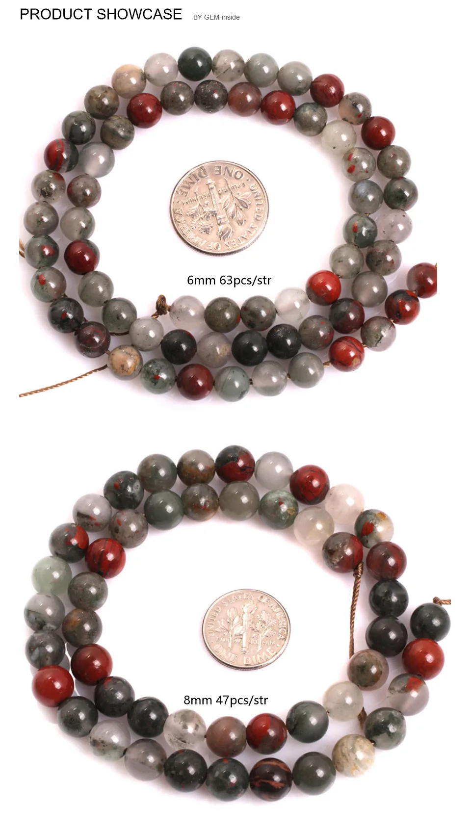 Round Gemstone 4mm 6mm 8mm 10mm Green Moss Agate Beads Healing Wealth Energy Success Power Bracelet Necklace Jewelry Making Bead Making