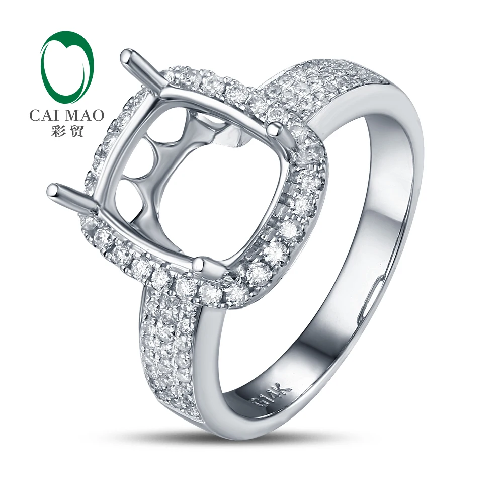 Anniverary 14 K белое золото натуральный 0.4ct алмаз Обручение кольцо ювелирные изделия полу крепление 8x10 мм Подушка установка Anniverary 14 K белое золото натуральный 0.4ct алмаз Обручение кольцо ювелирные изделия полу крепление 8x10 мм Подушка установка