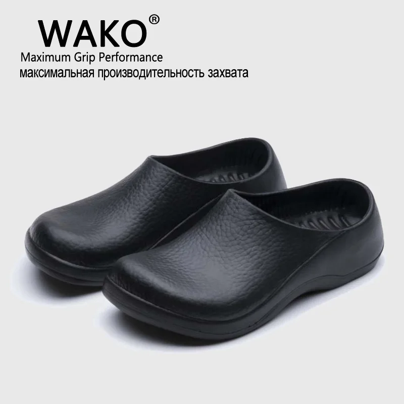

WAKO New Men's Chef Kitchen Working Slippers Garden Shoes Summer Breathable Beach Flat With Shoes Mules Clogs Men EVA