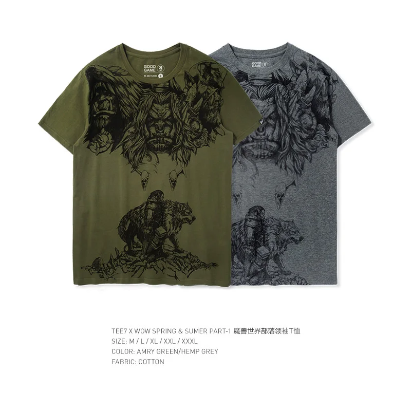 TEE7 Мужская футболка с короткими рукавами с 3d принтом игра WOW Garen VS Darius Мужская хлопковая футболка Poleras Hombre Повседневная модная футболка