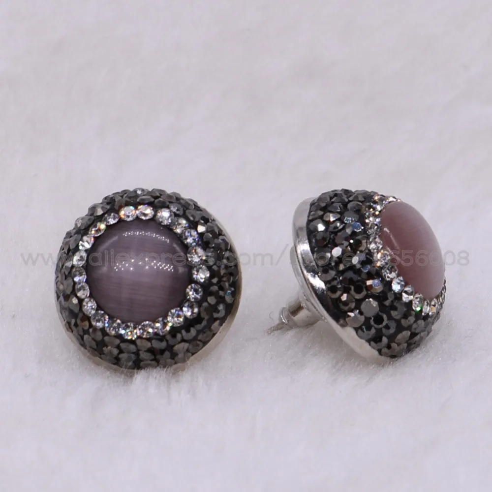 

12 Pairs Natural stone stud earrings big round stone stud earrings bead earrings Gift for lady party gift fashion earrings2747
