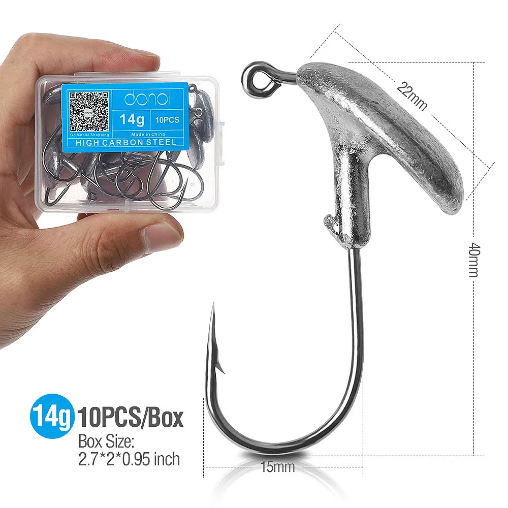 10pcs 14g DONQL 10 шт./компл. колючей Lead Jig Head рыболовный крючок стакан рыболовный крючок 3,5g 5g 7g 10g 14g для Мягкая приманка для карпа на рыбалку рыболовных крючков - Цвет: 10pcs 14g