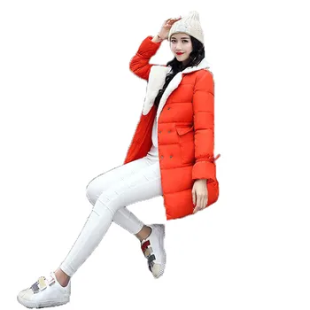 

Fashion parka women yellow pink black M-2XL plus size 2019 winter lapel loose plus thick temperament long warmth clothing LR393