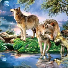 Полный квадратный и Круглый Алмаз 5D DIY Алмазная картина фото на заказ "Ночной Волк" 3D вышивка крестиком Мозаика Декор