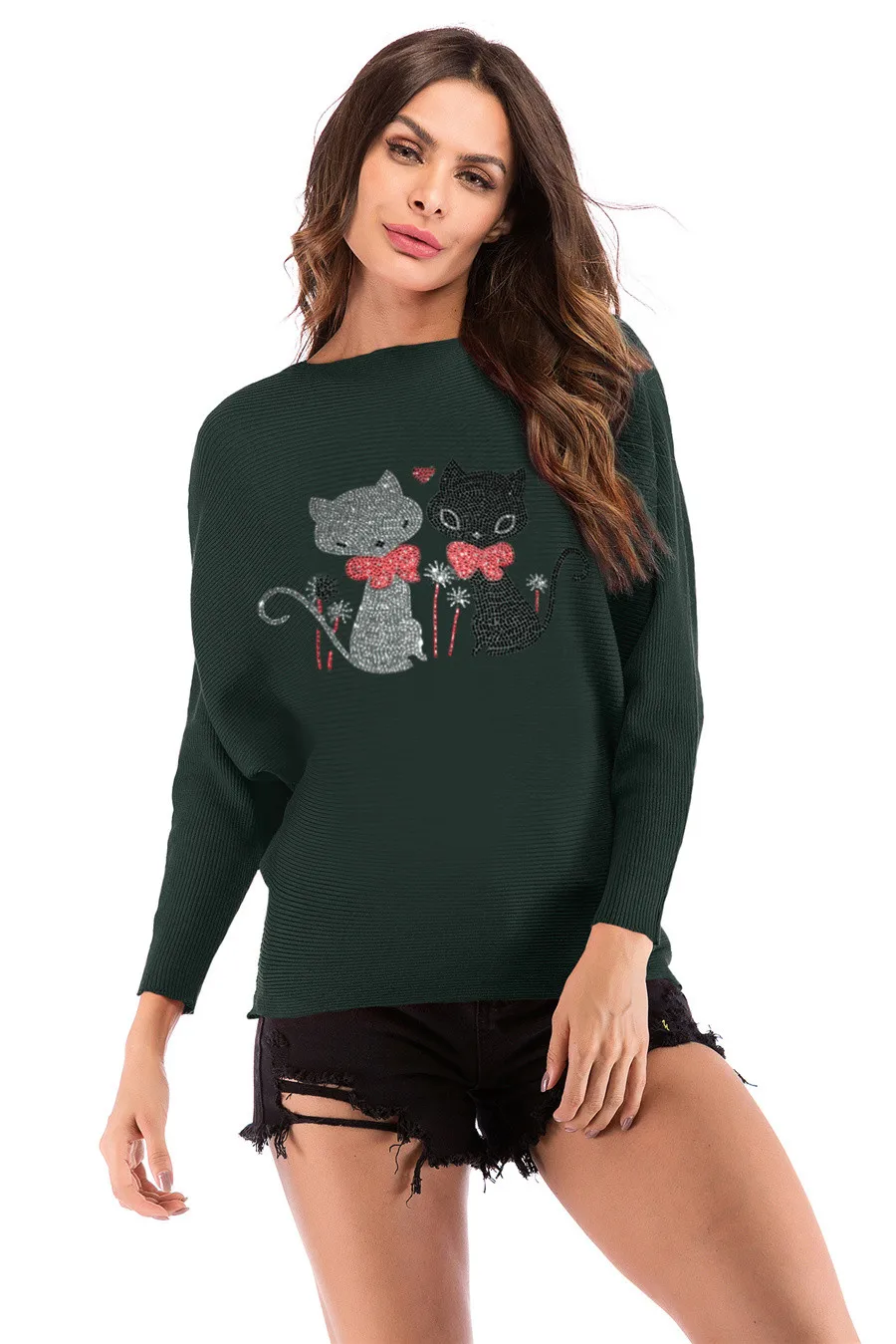 Gladiolus 2018 Autumn Winter Sweater Women Long Sleeve Rhinestone Pattern Slim Knitted Christmas Sweater Women Jumpers Pullover (41)