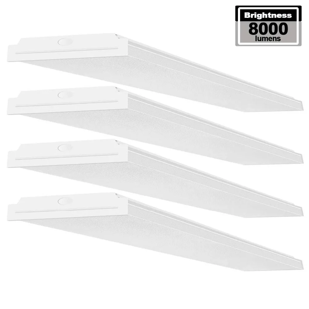 AntLux 72W LED Office Lights Ceiling 4FT LED Wraparound Light, 8000 Lumens, 4000K Neutral White, 4 Foot Flush Mount Wrap Shop Light Fixtures for Garage Workshop, Fluorescent Light Replacement, 4 Pack