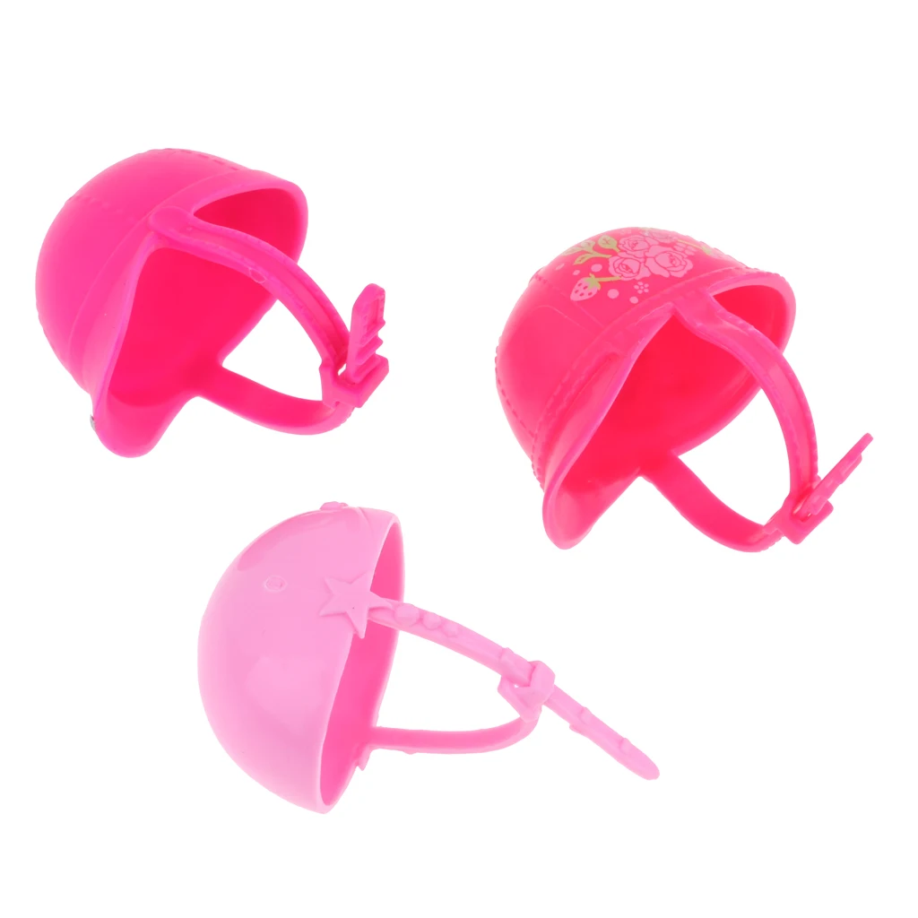3Pcs New Hot Doll Outdoor Sports Outfit Accessories Helmet For 9 Inch Monster High School Doll Accs Pink