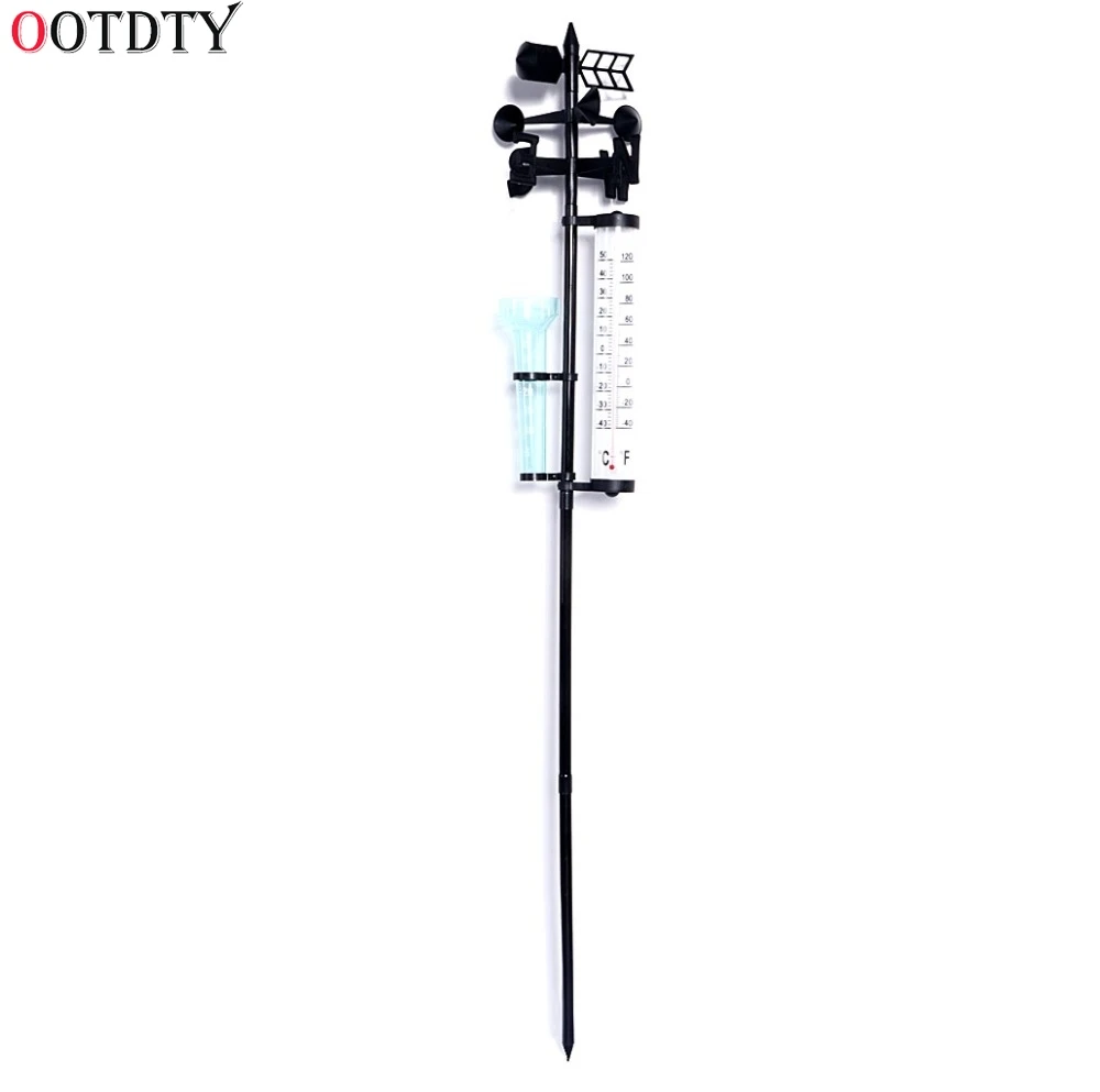 

OOTDTY Garden Outdoor Weather Station Meteorological Measurer Vane Tool Wind Rain Gauge