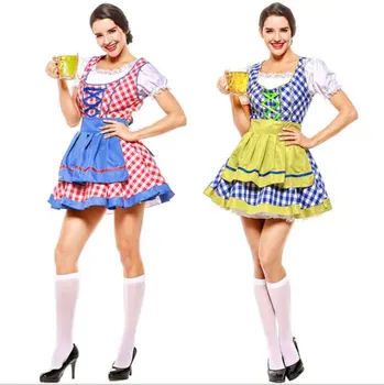 

Adult Oktoberfest Costume Bavaria Carnival Fancy Dress Women German Beer Costume Franch Maid Costume Halloween Cosplay For Lady