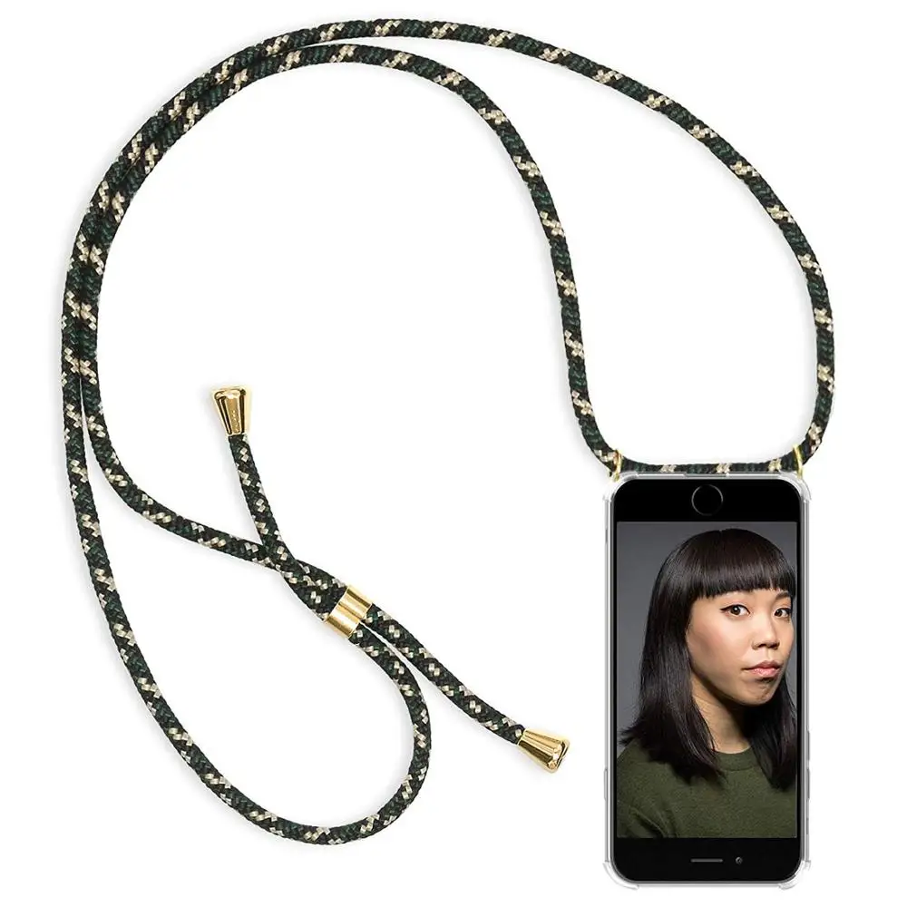 

For iPHONE 7 Case Color Rope Crossbody Golden Accessories Soft Case For iPhone X XS 7PLUS 8 8PLUS 6 6S 6PLUS 5 5S SE Phone Cases