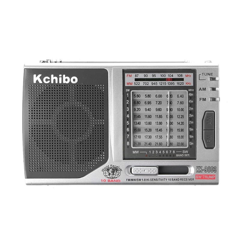 KK-9803 FM/MW/SW1-8 полный 10-полосный Hi-чувствительность радиоприемник с откидной чехол с подставкой