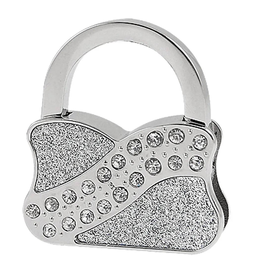 

Silver Tone Allover Glitter Foldup Bag holder Handbag Hook