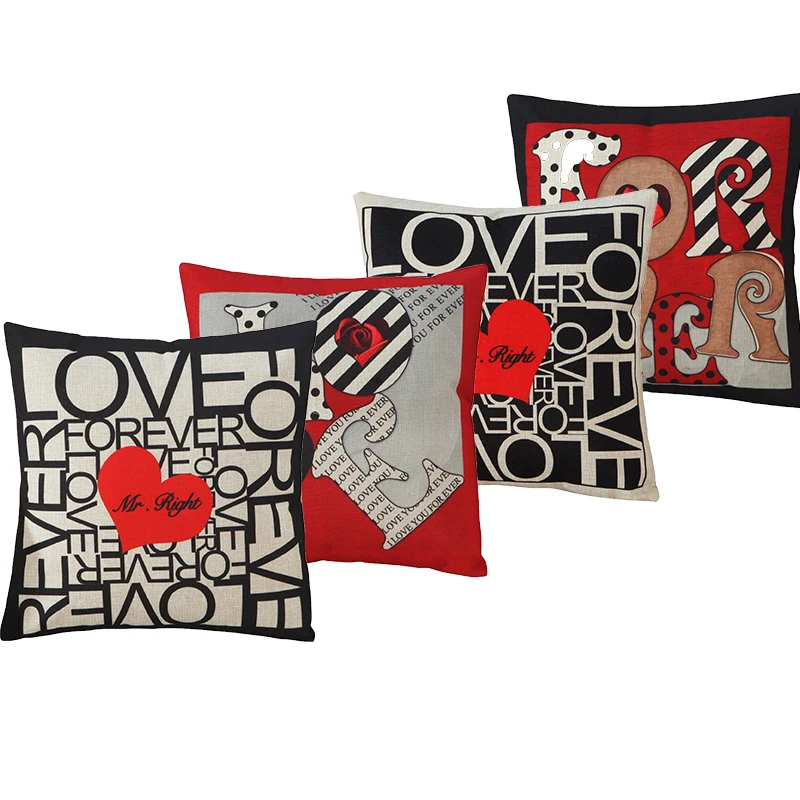 

Love Heart Series Cushion Cover Creative Geometry Home Decor Cotton Linen Pillow Cover Lovers Valentine's Day Gift Pillow Case