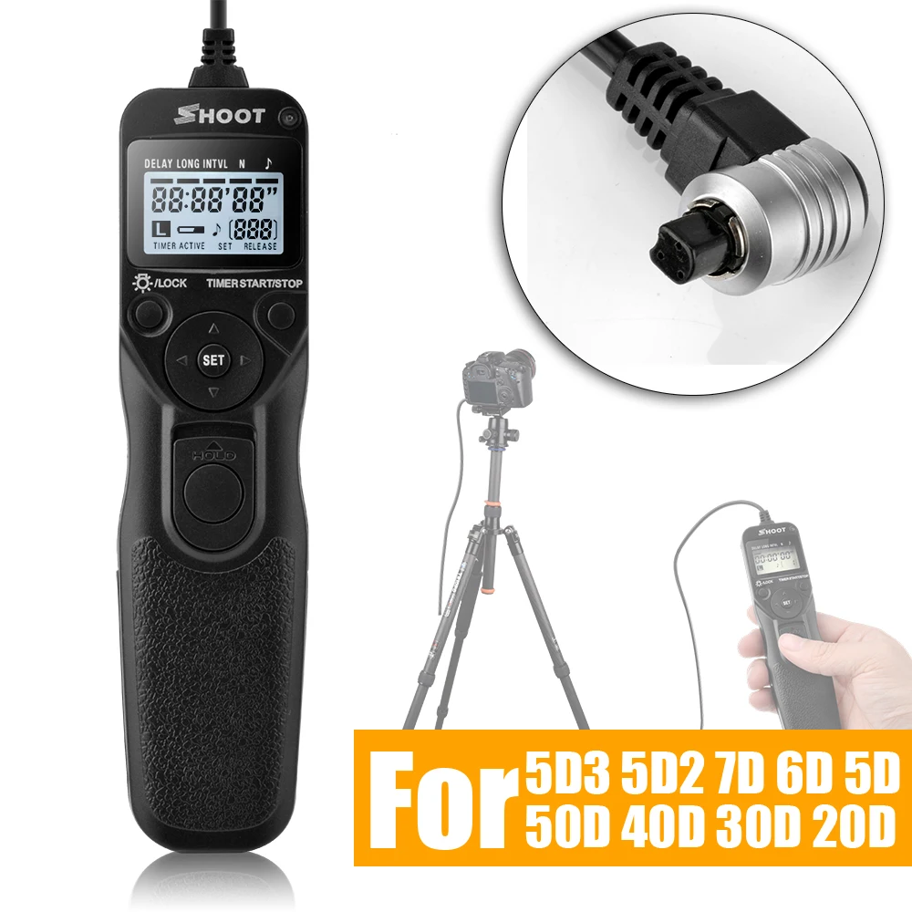 Shoot Selfie LCD Timer Remote Control Shutter Release Cable w Exposure