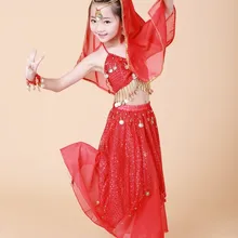 5 цветов Choffin дети набор костюма для танца живота Производительность Индийский Болливуд Ткань Детская Одежда для танцев костюм