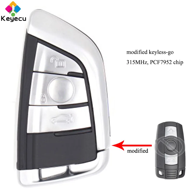 

KEYECU Modified Keyless-go Remote Car Key With 3 Button & 315MHz & PCF7952 Chip- FOB for BMW CAS3 3/ 5 Series X5 X6 2006-2011