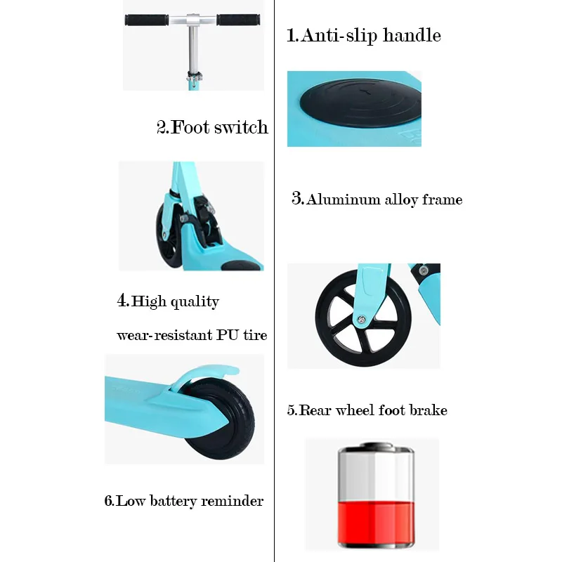 Excellent OUXI Children Folding Electric Scooter Two-Wheel Smart E-Scooter With Light Weight Kick Electric Skateboard For Kids Three Color 13