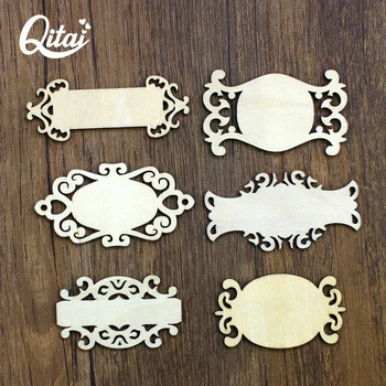 

QITAI 36Pieces/lot 6 Unpainted Signs Wood Veneer Shape DIY scrapbooking crafts Home Decoration accessories Embelishment WF041