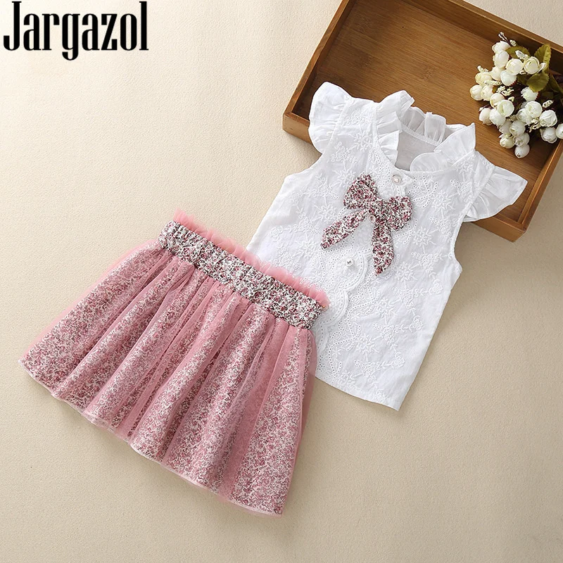 

Jargazol Girl Clothes Summer Bow Tie Blouse&flower Skirt Toddler Kids Clothign Set Girls Outfits Vetement Enfant Fille Teenagers
