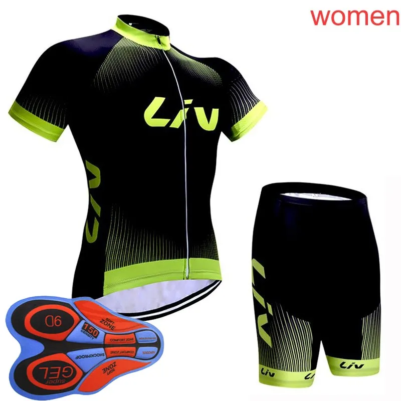 

2018 Women Liv 100% Breathable Cycling Short Sleeves jersey bib shorts sets Summer Racing Bicycle Clothing Bike Clothes 3004L