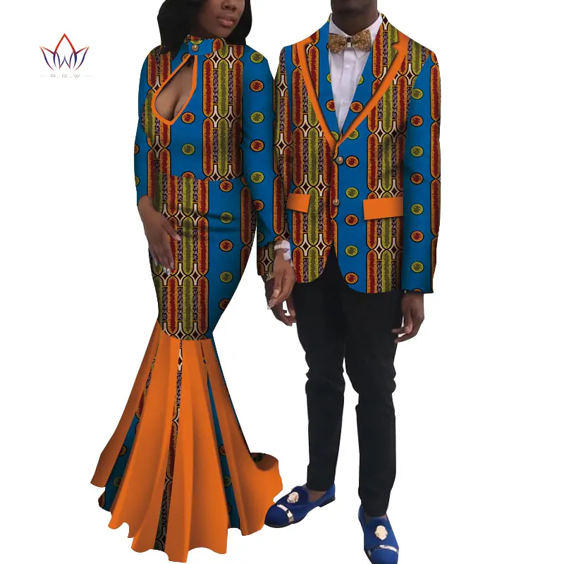 Новые влюбленные женские мужские африканские костюмы два комплекта одинаковые пары африканская одежда с длинным рукавом летнее свадебное платье 6XL WYQ250