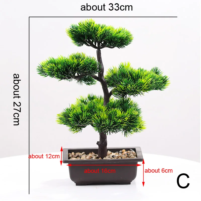 Моделирование украшения для бонсай поддельное дерево в горшках большие приветственные сосновые пластиковые поддельные растения в горшках моделирование сосны внутреннее украшение - Цвет: C