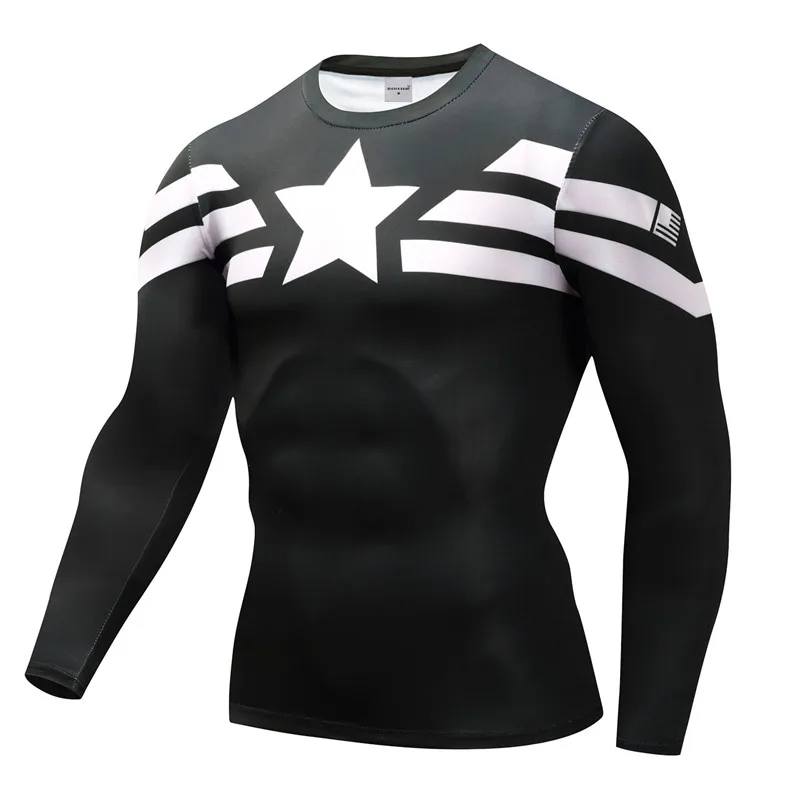 Captain American 3D Printed T shirts Men Avengers 4 Endgame Compression TShirt Cosplay Costume Long Sleeve Tops For Male Cloth | Мужская