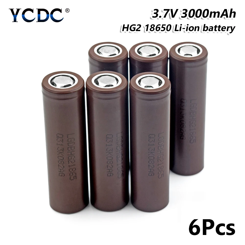 18650 аккумулятор HG2 3000mah 3,7 v литий-ионная аккумуляторная батарея для электронной сигареты фонарик 18650 литиевая батарея Макс. 20А разряда - Цвет: 6  Pieces