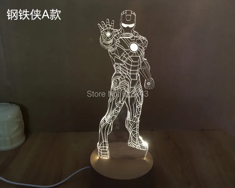 

Free Shipping 1Piece 3D rechargeable Avengers Iron Man Model LED Night Light USB 3D LED Mood Lamp For Christmas Gifts
