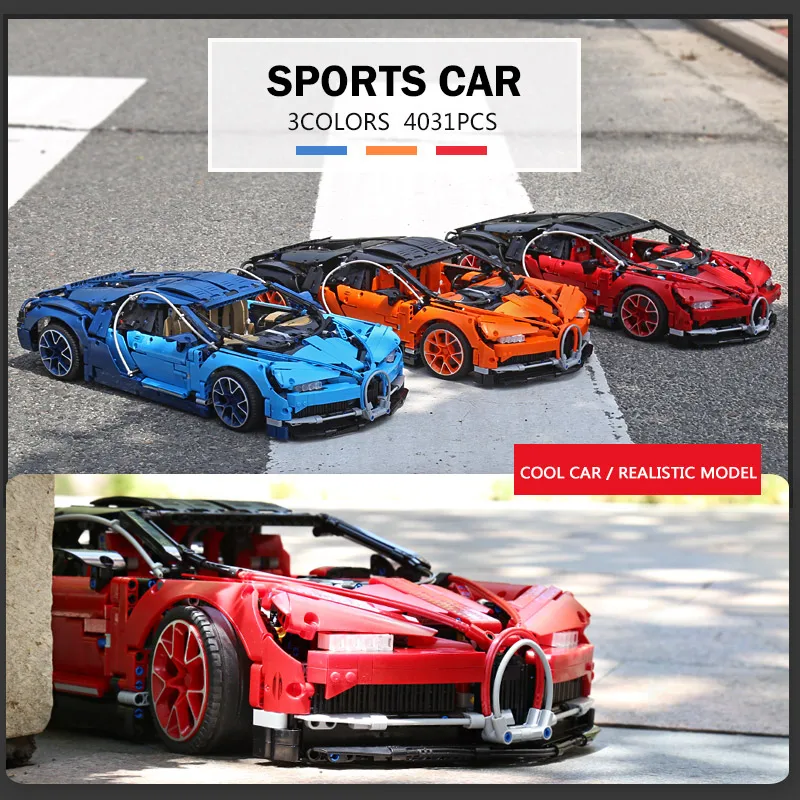New Lepin 20086 Technic Series Bugatti Supercar Racing Blue Chiron Building Blocks Bricks Toy Compatible 42083 Children Gift
