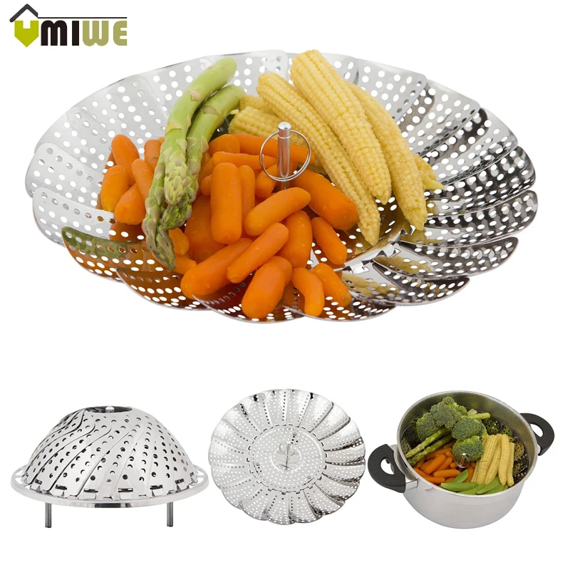 Cookware Stainless Steaming Basket Stainless Folding Mesh Food