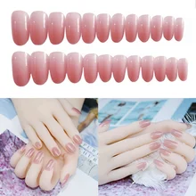 24 шт розовый чистый цвет желе Съемные поддельные ногти пластиковые аксессуары для ногтей Высокое качество DIY поддельные ногти дизайн ногтей