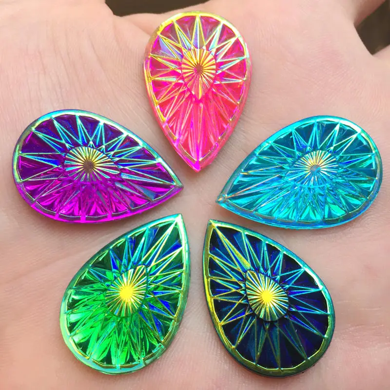 

DIY 12pcs 20*30mm Drop Rhinestones Flat Back Gems Crystal Resin Stones Sewing Beads for Clothes Wedding decoration -HA17