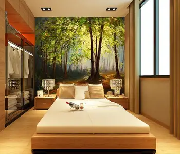 

Custom photo 3d room wallpaper Non-woven mural Green woods oil painting painting 3d wall murals wallpaper for walls 3d