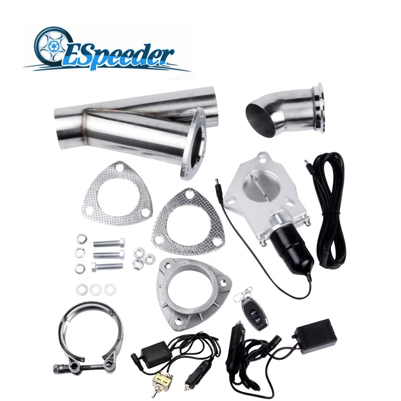 

ESPEEDER 2'' Electric / Manual Stainless Steel Headers Exhaust Y Pipe CutOut With Remote Control Valve Catback Downpipe Kit Car