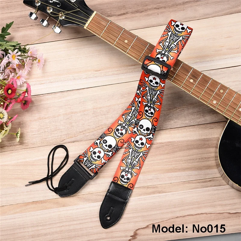 Ремень для гитары из нейлона для акустической электрогитары и бас многоцветный гитарный ремень Регулируемый цветной печатный нейлоновый ремень