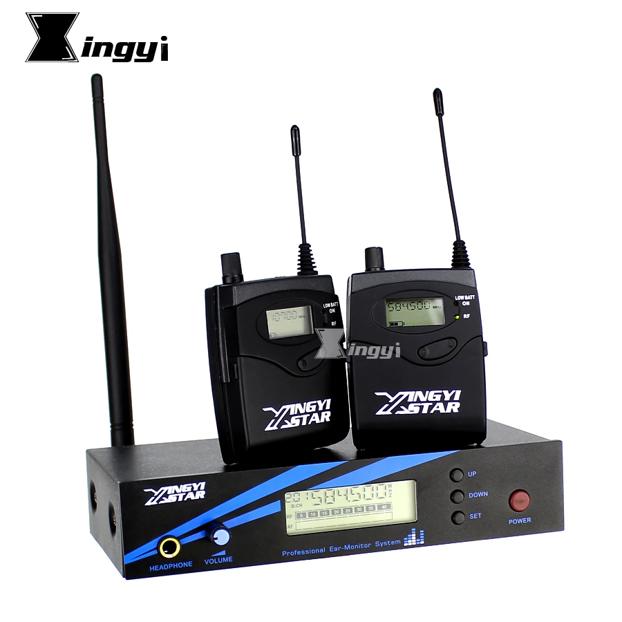 Two Bodypack Headphone Receivers & Transmitter In Ear Monitor Wireless