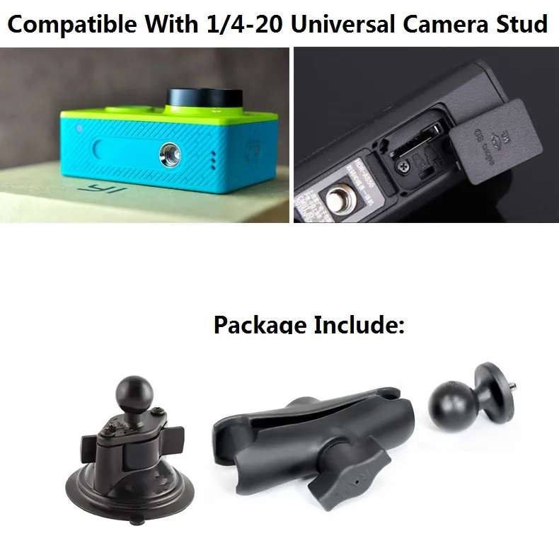 Универсальный поворотный замок для автомобиля на присоске с 1/4-20 шпильками для Canon Nikon sony камеры DSLR& camcoder Совместимость с креплением ram