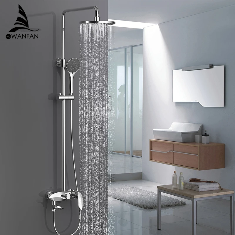 Shower Faucet Brass Chrome Wall Mounted Bathtub Faucet Rain Shower
