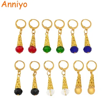 

Anniyo Hawaiian Earrings for Women Girls Gold Color Jewelry Marshall Micronesia Trendy Gifts Guam Colored Stones Earring #138706