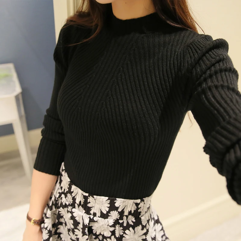 

New 2018 autumn winter women's pullover slim fit sweater women fashion basic sweaters free shipping