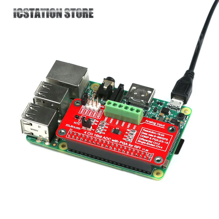 

16 Bits I2C ADS1115 Module ADC 4 Channel I2C 3.3V NTC Temperature Analog Signal Detection for Raspberry Pi 3/2 Model B/B+