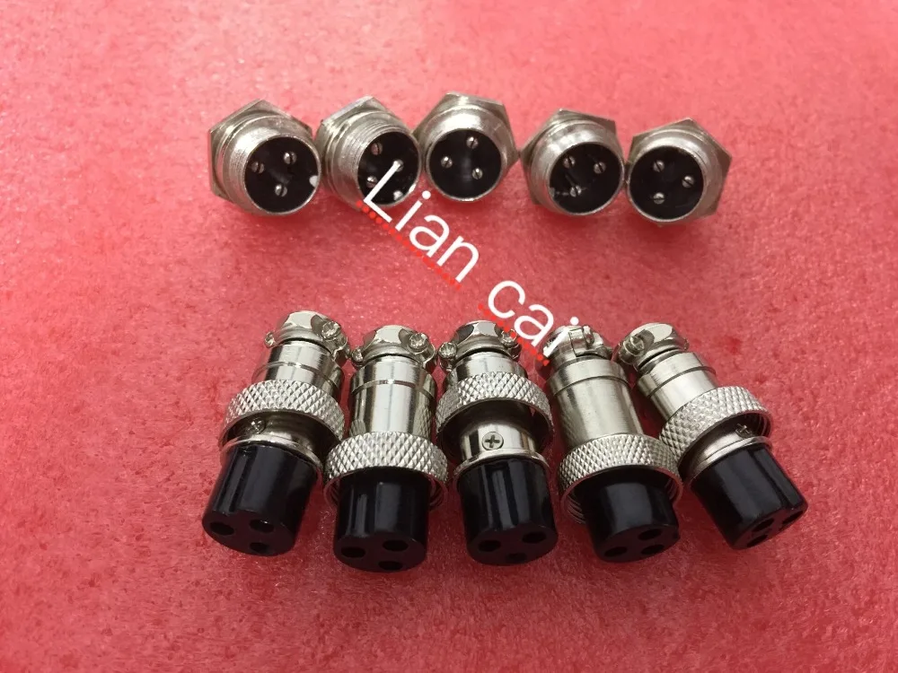 

Free Shipping 5pair Male & Female Diameter 16mm Wire Panel Connector GX16 3P GX16-3 M16 circular connector Socket Plug