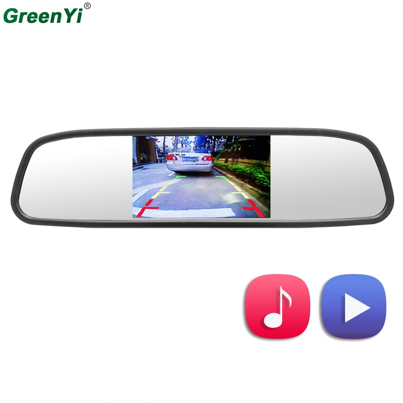 

GreenYi 4.3" TFT LCD Color Car Mirror Monitor Screen with Remote Support 3CH Video Input MP5 USB SD Card For Rear View Camera