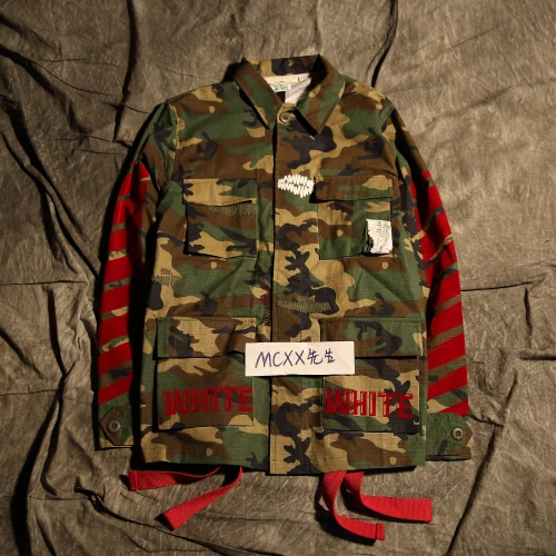 red camo jean jacket