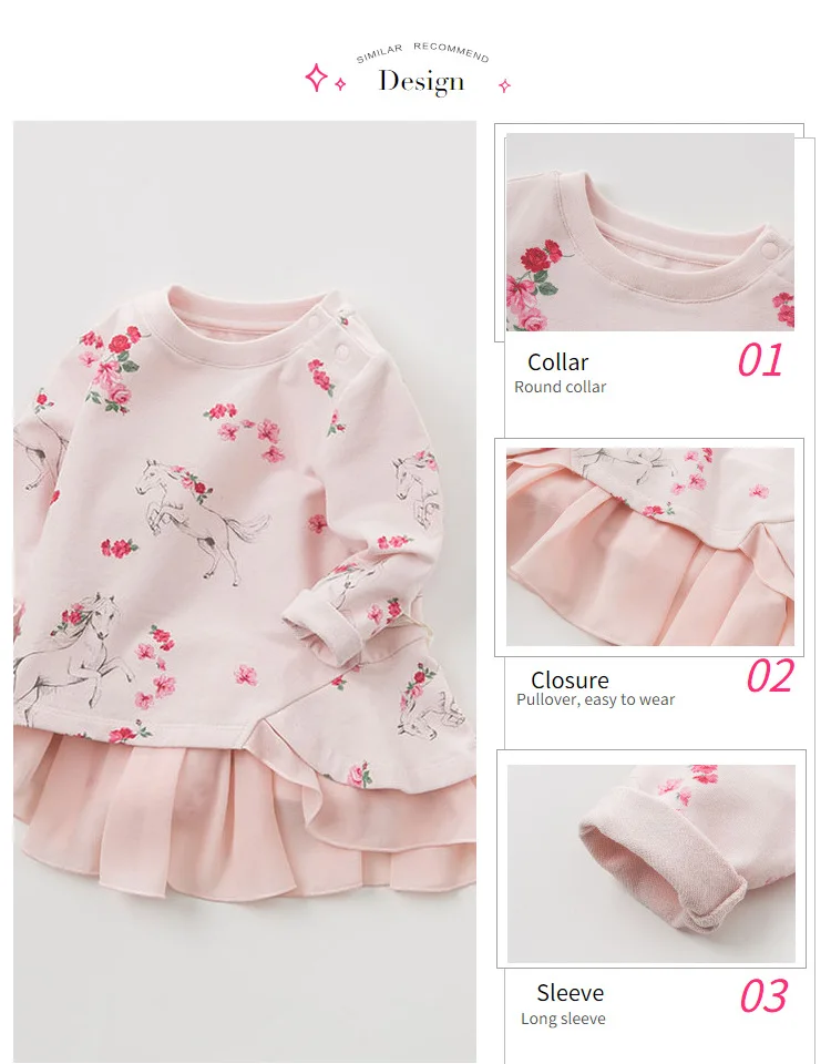 DBJ9644 dave bella/топы с цветочным рисунком для маленьких девочек; Весенние футболки с длинными рукавами; детская одежда для девочек на день рождения; Изысканная одежда
